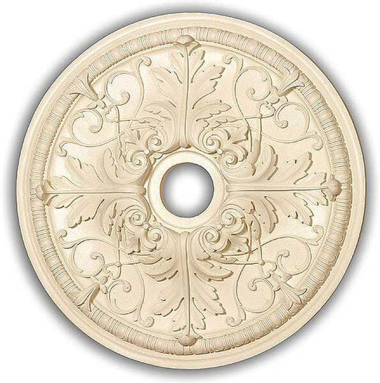 Off White Round Ceiling Medallion with Floral Pattern