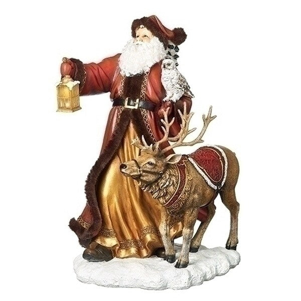 Santa Illuminated Reindeer Lantern Statue Christmas Decorative lamp