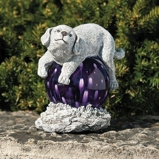 Purple Pup Solar Light Dog Sculpture