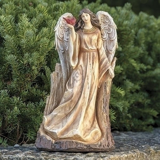 Cardinal Guardian Angel Woodland Sculpture Garden Carved Log Statue