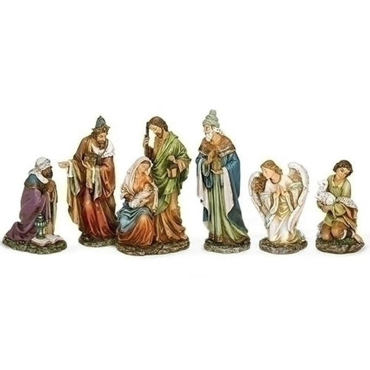Christmas Nativity Set of Six Figurines Tall Traditional Coloring