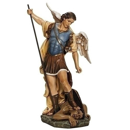 Saint Michael Figurine Colored Statue 26.5" H