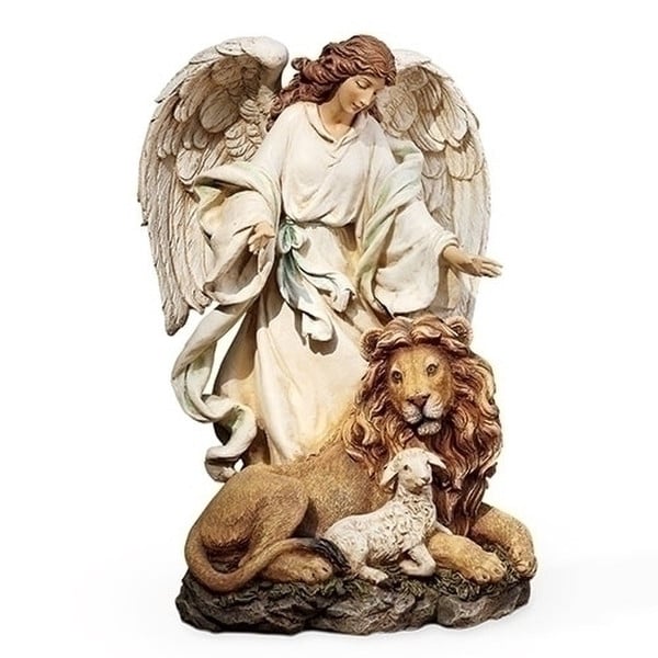 Angel overlooking the Lion and the Lamb Peace on Earth Sculpture