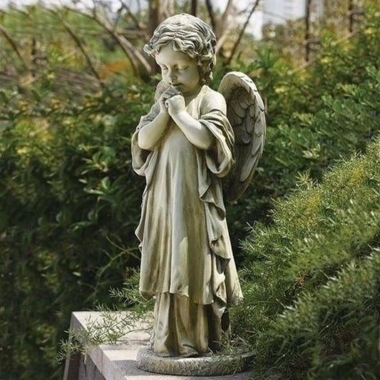 Young Praying Angel Garden Statue 26"