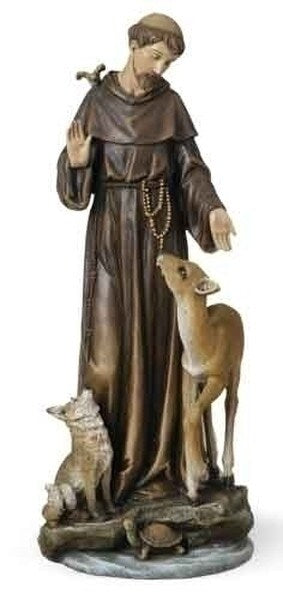 Saint Francis with Deer Statuette Figurines Religious Small scale sculptures