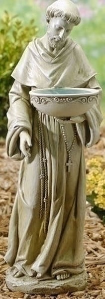 Saint Francis Bird Bath Garden Solar Light Patron of Animals Led statue