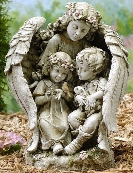 Garden Angel with Children Sculpture