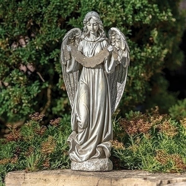 Angel with Solar Garland Garden Statue