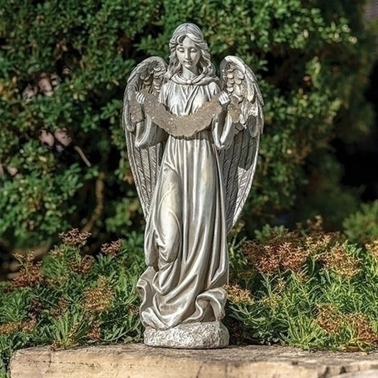 Angel with Solar Garland Garden Statue