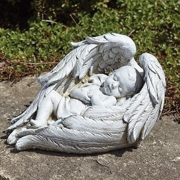 Baby Sleeping in Angel Wings Sculpture Memorial Statuary Garden