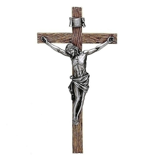 Crucifix Wall Sculpture Hanging Antique Silver
