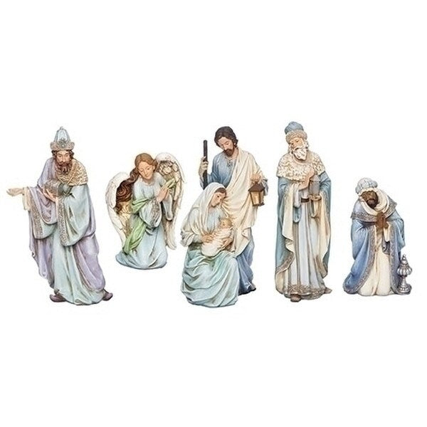 Nativity Five Piece Set Sculptures Blue Coloring