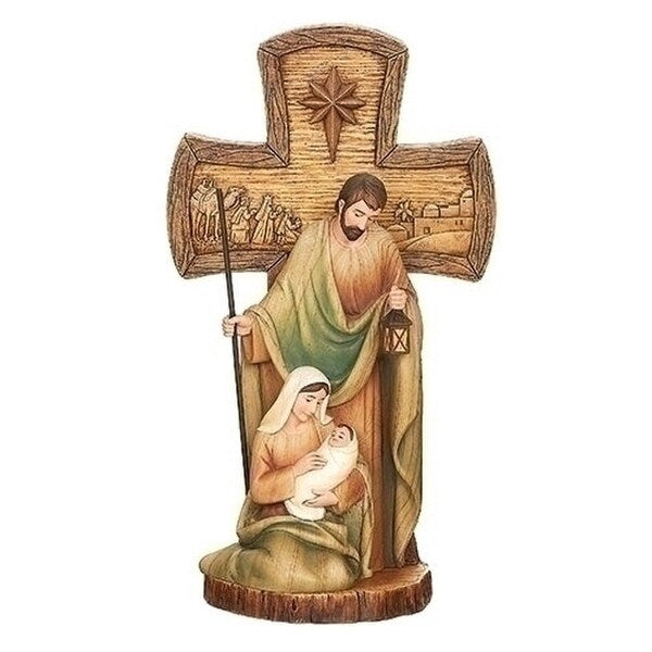 Cross with Nativity Scene Holy Family Statue