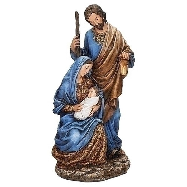 Holy Family in Blue and Gold Figurine Statue