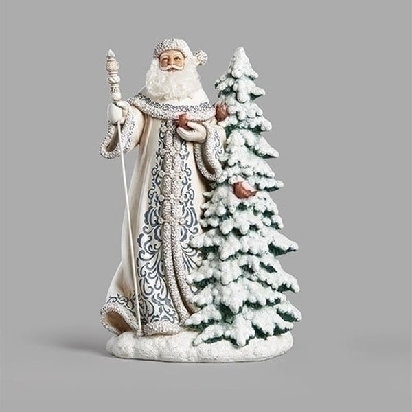 Santa with Christmas Tree and Cardinals Statue