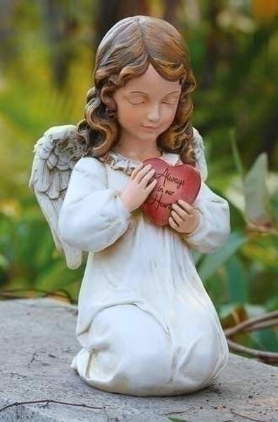 Angel holding Heart Decorative Sculpture Artwork Memorial Statue