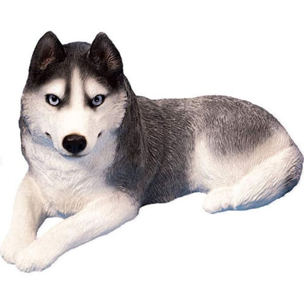 Siberian Husky Black Dog Statue Realistic Artwork Sculptural Life