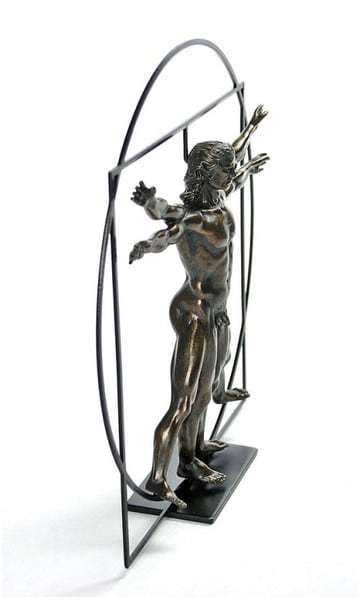 Vitruvian Sculpture Man by DaVinci Bronze Leonardo Nude Male Statue