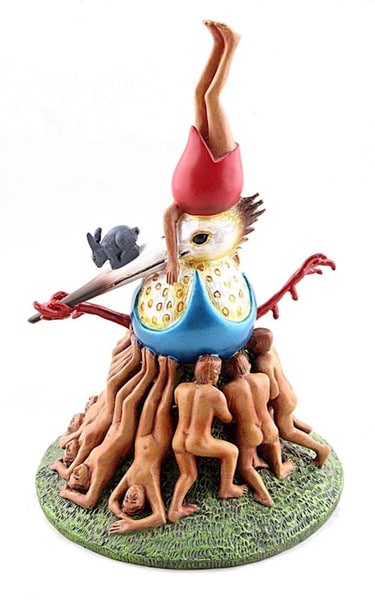 Group of Men Lifting Bird by Bosch Statue Garden of Earthly Delights Egg