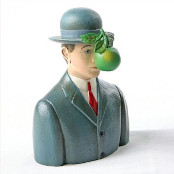 Green Apple Son of Man Wearing Bowler Hat by Magritte Surrealism