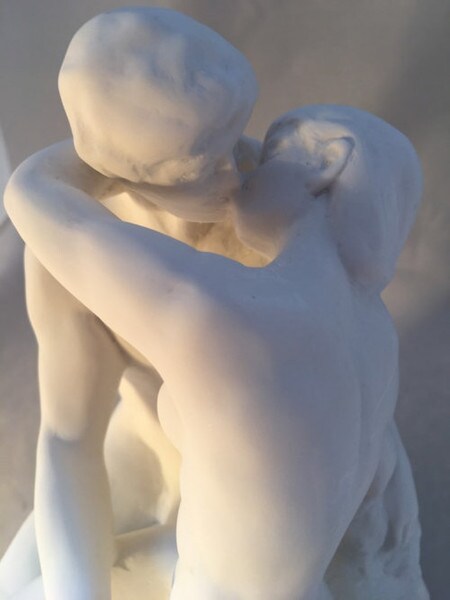 The Kiss by Rodin White Large Sculpture Sensual Lovers Statue Famous