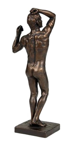 Back view Age Of Bronze By Rodin Replica Sculpture exhibiting male nude