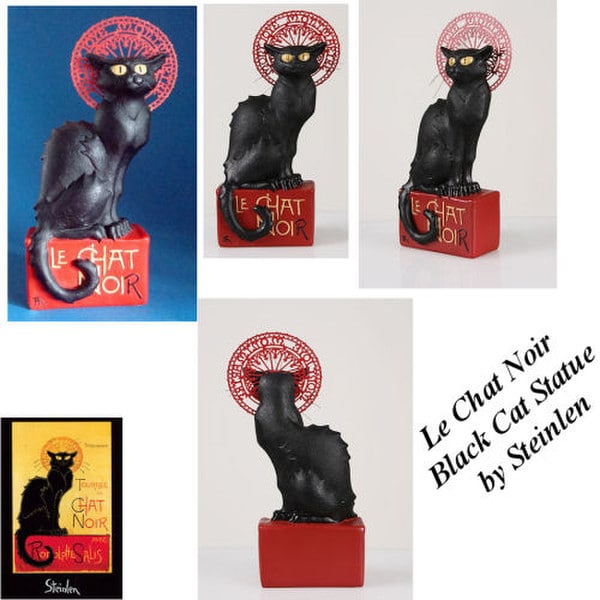 Poster Le Chat Noir Black Cat Statue by Steinlen French Sculptures Replicas