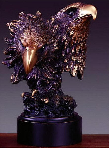 Double Head Eagle Bust Pair Sculpture Memorial Military Art work