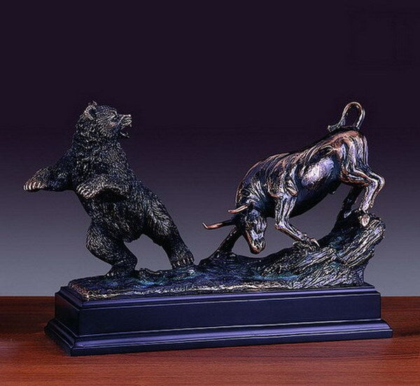 Bear and bull executive Sculpture Stock Market Artwork Decorative