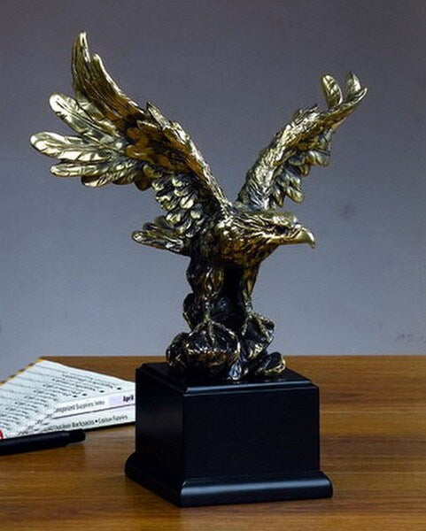 America Eagle Flag Memorial and Military Awards Trophy Statue Gold