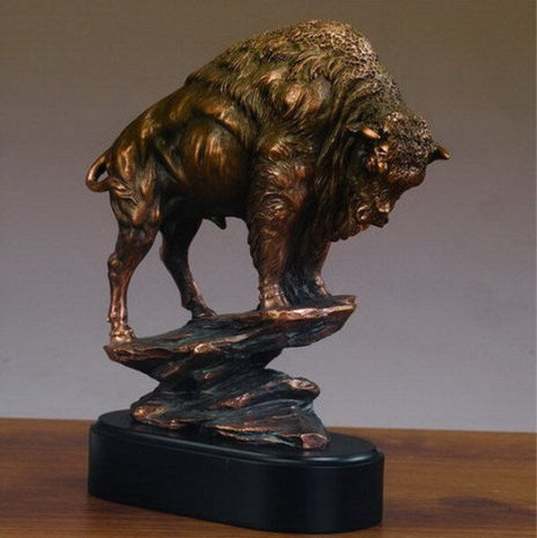 Buffalo Figurine Statue tribute Native American Bison Animal Art