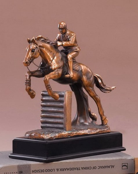 Jockey Horse Competition Jumping Statue Over Logs Awards