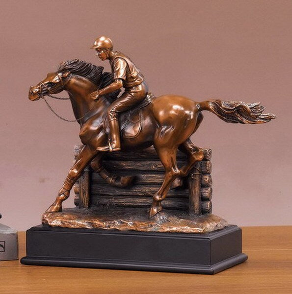 Horse and Jockey Competition Sculpture Artwork Statuary Decorative