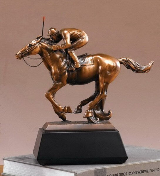 Horse and Jockey Statue Decoration Art base of brass plaque Award