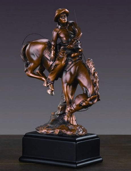 Cowboy Sculpture Figurine Riding on Bucking Horse Classic statue
