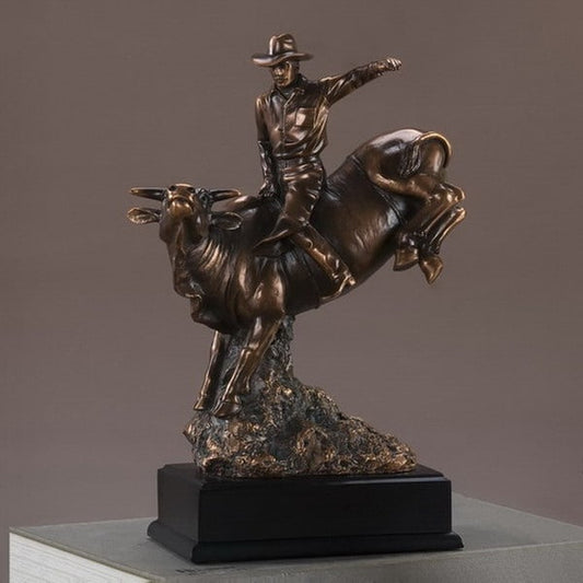 Bull Rider Cowboy Sculpture Riding Figurine Statue Rodeo Award Art