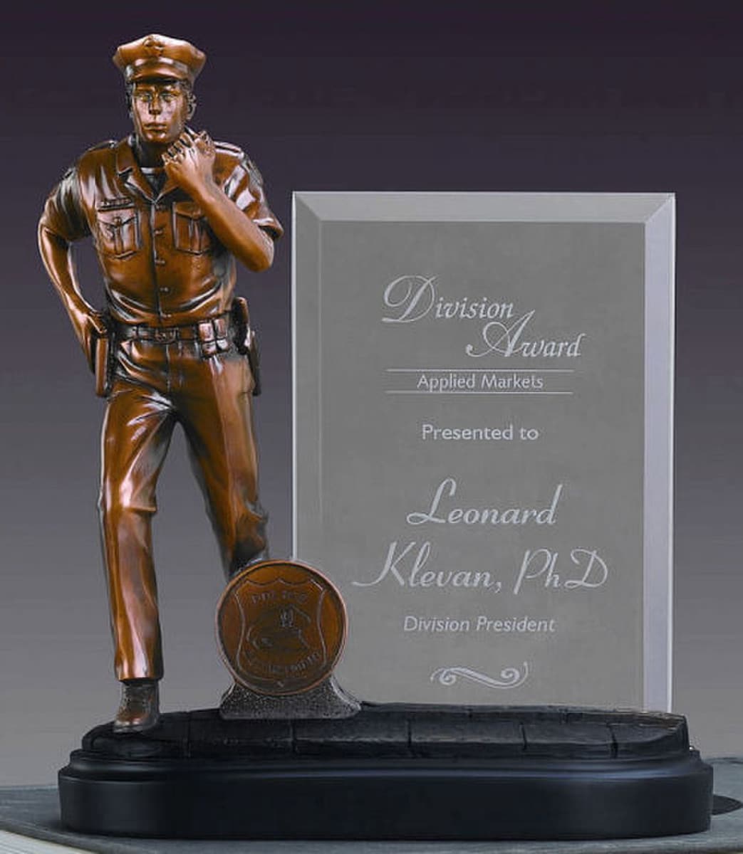 Glass Imprint Policeman Frame Statue