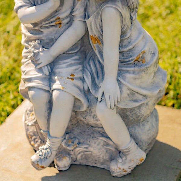Kissing Country Boy and Girl Garden Statue 30"