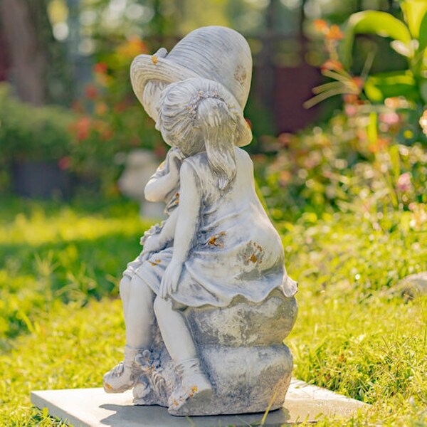 Kissing Country Boy and Girl Garden Statue 30"