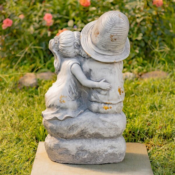 Kissing Country Boy and Girl Garden Statue 30"