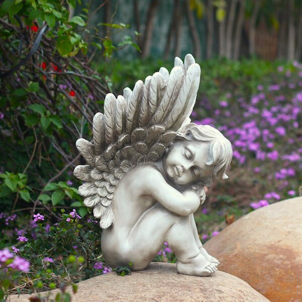 Slumber Angels Sleeping Garden Pair of Sculptures Outdoor Stautary