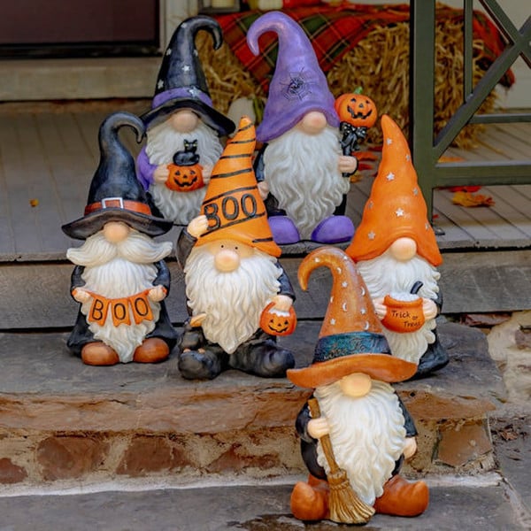 Halloween Garden Gnomes Set of Six Statues