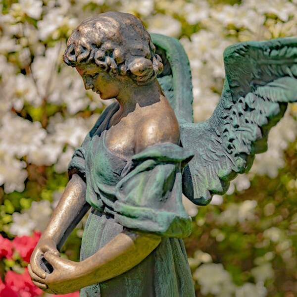 Angel with Open Wings Statue Antique Bronze