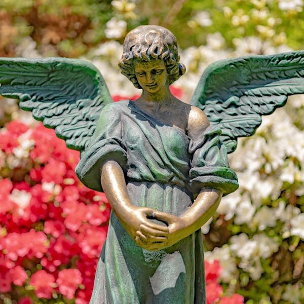 Angel with Open Wings Statue Antique Bronze