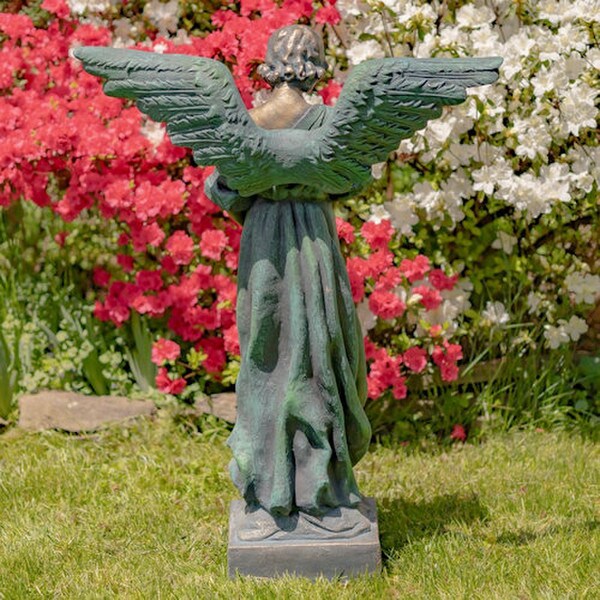 Angel with Open Wings Statue Antique Bronze