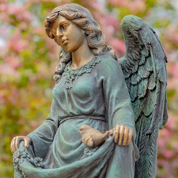 Angel Muriel Birdbath Sculpture 37" High