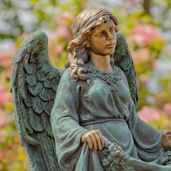 Angel Muriel Birdbath Sculpture 37" High