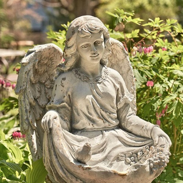 Kneeling Angel Birdbath Garden Statue