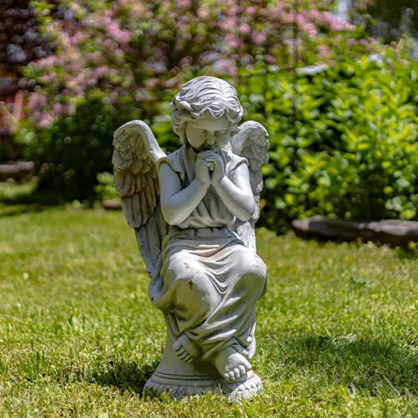 Angel Praying on Pillar Garden Statue 28" H