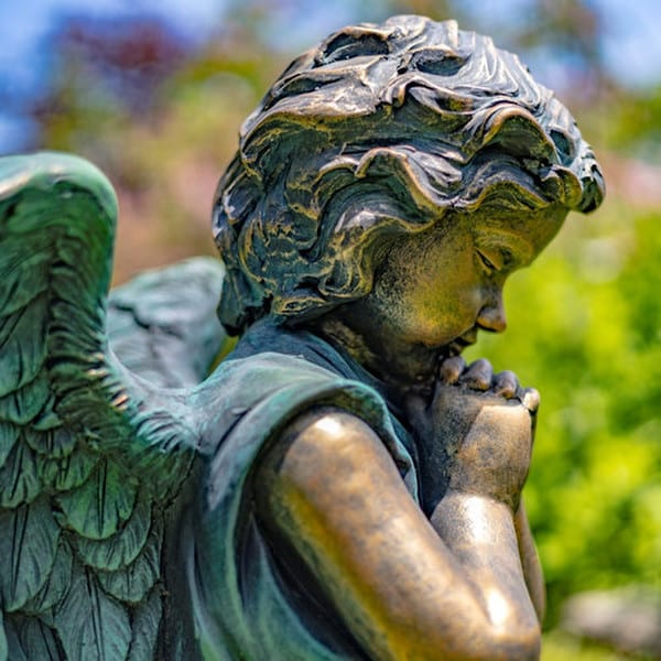 Angel Praying on Pedestal Garden Statue